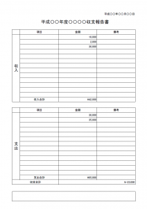 収支報告書のテンプレート02 Excel エクセル 使いやすい無料の書式雛形テンプレート